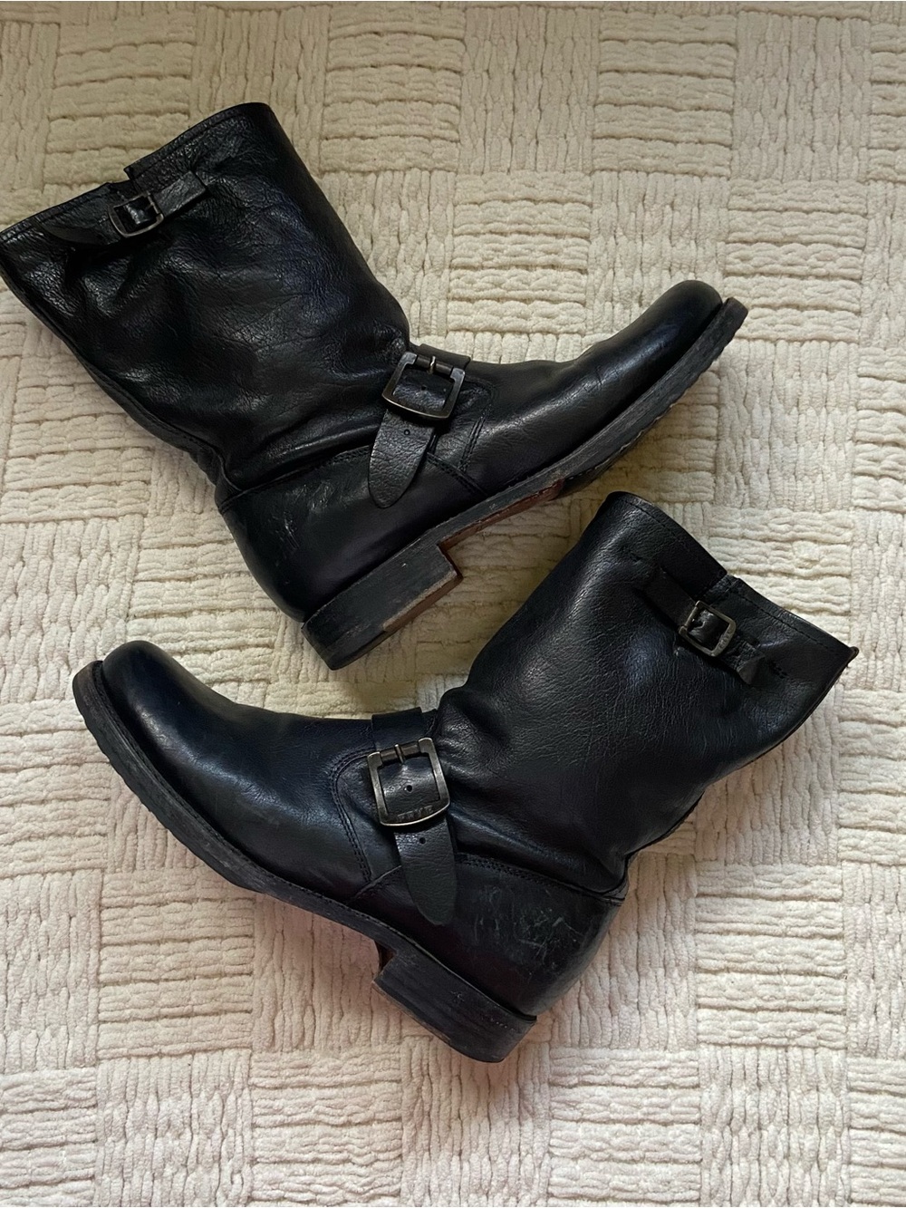 Frye Vintage Veronica Moto Engineer Harness Boots 8.5 Black - Picture 8 of 16